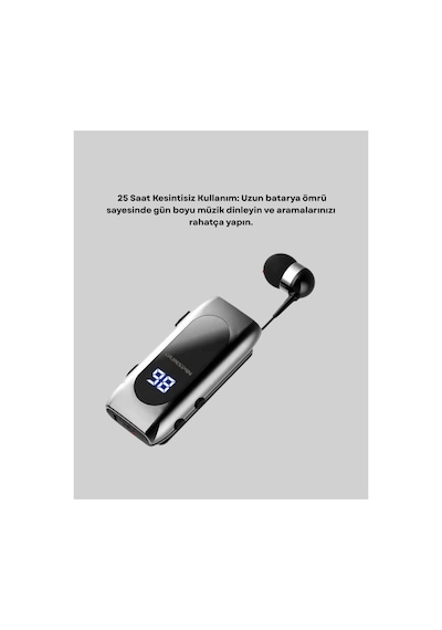 Dijital Göstergeli Bluetooth Kulaklık Klipsli Ve Şık Tasarım Yeni Nesil Diğer