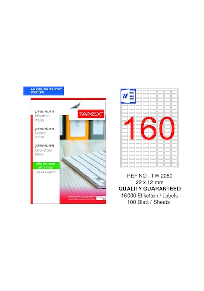 Tanex Tw-2280 22x12mm 100 Lü Lazer Etiketi
