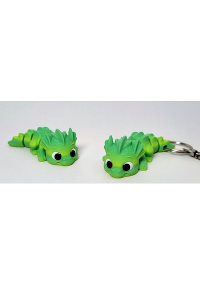 Hareketli Yeşil Ejderha Figürü - Eklemli Kawaii Dragon Anahtarlık Ve Kişiye Özel Renkli Çanta Aksesuarı