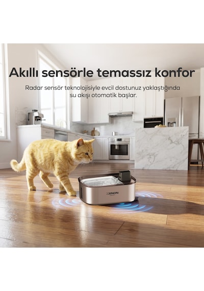 Xenon Smart Su Pınarı | Akıllı, 6.5L, Radar Sensörlü, 60 Gün Şarjlı, Çelik İç Yüzey, Tüm Patilere Uygun (X8658)
