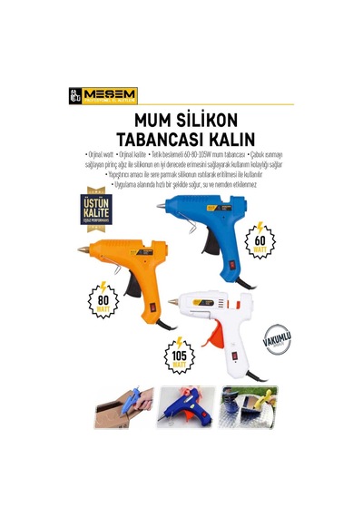 Meşem Mum Silikon Tabancası 105 W Kalın Silikon Meşem640