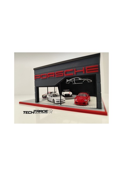 Porsche Diecast Showroom Garaj Diorama 1:64 Ölçek