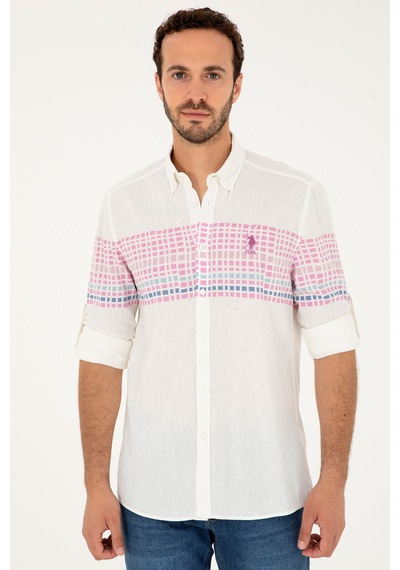 U.s. Polo Assn. Erkek Menekşe Gömlek Desenli 50283773-vr037 Menekşe