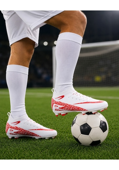 Minibonito Çoraplı Krampon Futbol Ayakkabı Beyaz/kırmızı