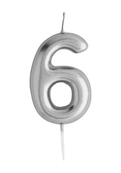 Rakamlı Gümüş Silver Pasta Mumu Yaş 6