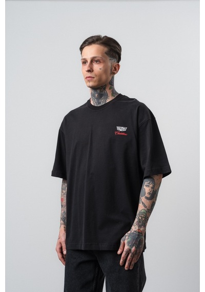 Respire Erkek Cadillac Baskılı Oversize T-shirt Siyah