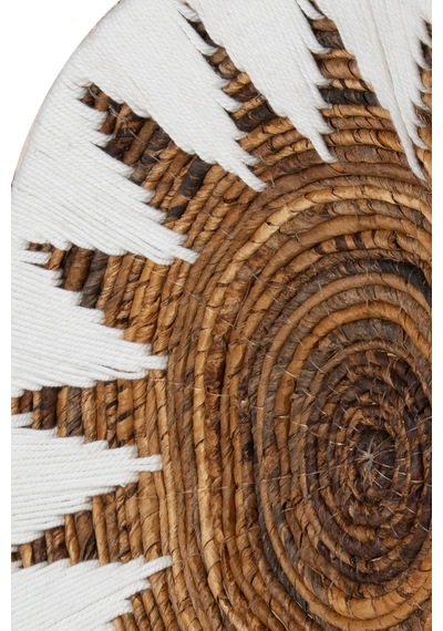 Bohem Hasır Yuvarlak Duvar Dekoru Bambu Ve Makrome İle Yapılan Duvar Süsü 50 Cm X 50 Cm-79