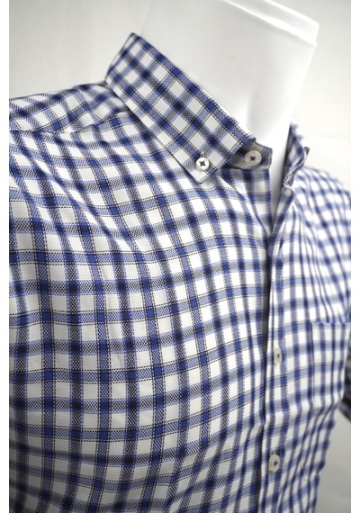 Elitpark Plaid Pattern Lacivert Pamuklu Cepli Uzun Kol Premium Erkek Gömlek