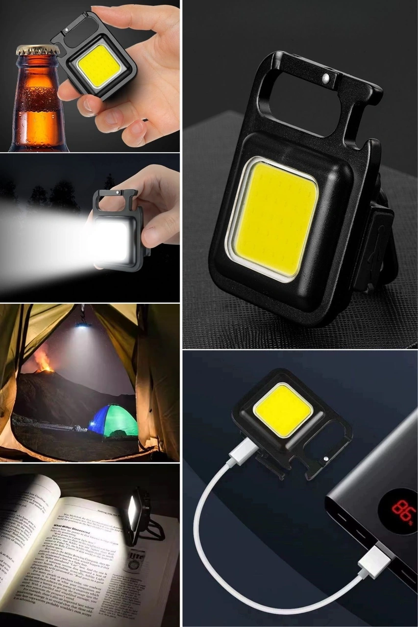 Anahtarlıklı, Açacaklı,güçlü Mıknatıslı 3 Farklı Led Modlu Mini Boy Asılabilen Led Kamp Aydınlatması,el Feneri Çok Renkli
