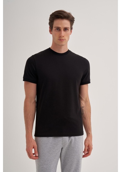 Cazador 4620 Bisiklet Yaka T-shirt Siyah