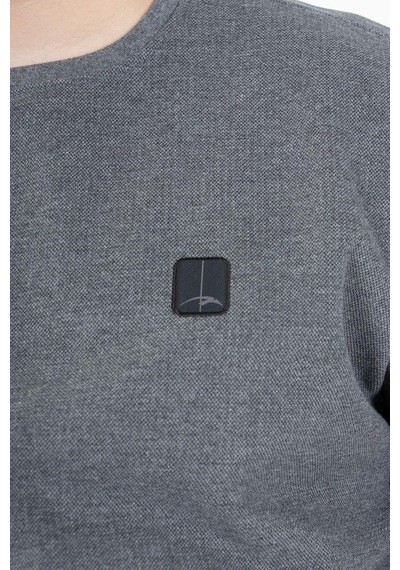 Maraton Sportswear Büyük Beden Erkek Bisiklet Yaka Takma Kol Basic Antramelanj Sweatshirt 22370-antramelanj