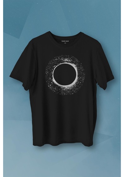 Evrende Karadelik Uzay Zaman Cosmos Black Hole Baskılı Tişört Unisex T-shirt 001