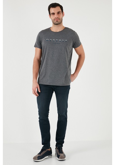 Buratti Baskılı Bisiklet Yaka Pamuklu Slim Fit Erkek T Shirt 541Dprtmnt24 Antrasit