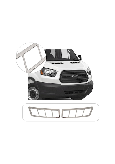 Ford Transit Uyumlu 2019 Ve Üzeri Krom Kaput Üstü Havalandırma Çerçevesi 2 Parça Paslanmaz  Çelik