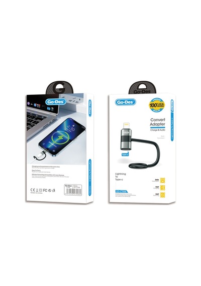 Go-des Gd-ct068 Lightning To Type-c Data Ve Hızlı Şarj Adaptörü Siyah