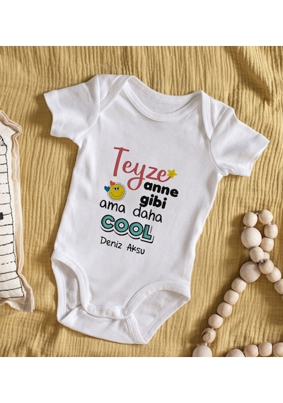Bk Gift Bk Kids İsimli Teyze Anne Gibi Tasarımlı Bebek Body Zıbın - Model 1 0-3 Ay Sarı