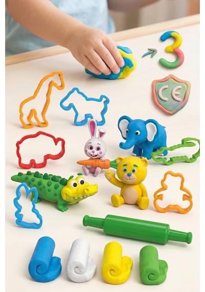 Art Craft Funny Animals Eğitici Oyun Hamuru Seti 4 Renk 200 Gr Hayvan Kalıplı 3+ Yaş Çok Renkli