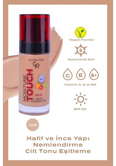 Moisture Touch Liquid Foundation Spf20 No: 105 Nemlendirici Etkili Fondöten