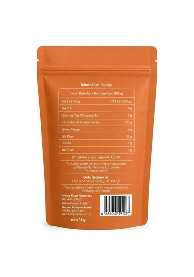 Mango Kuru Meyve Cipsi - Dondurularak Kurutulmuş Freeze Dried Çıtır Mango - 15g - 890564025 Diğer