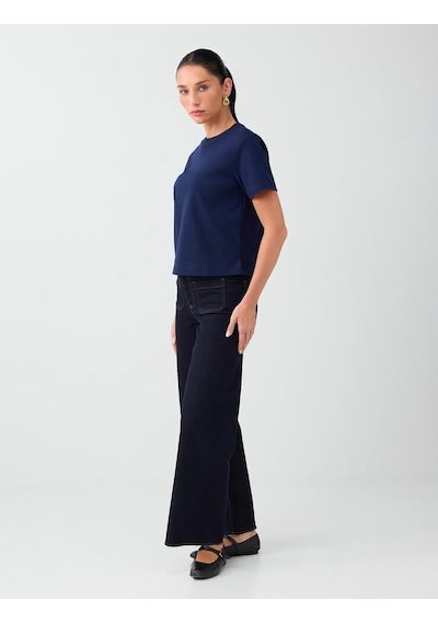 Jimmy Key İndigo Mavi Rahat Kesim Bol Paça Yüksek Bel Denim Pantolon 6ww187147448