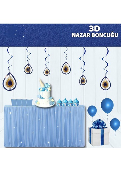 3d Tavan Süs Nazar Boncuğu Mavi