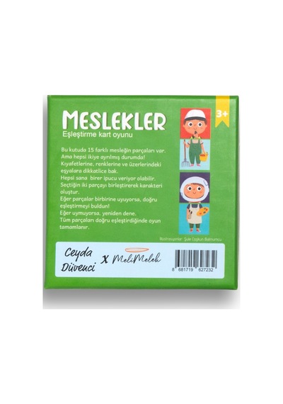 Melimelek Meslekler Eşleştirme Kart Oyunu