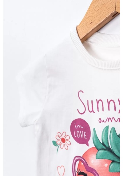 Najmaddin Baby 1/5 Yaş Çilek Baskılı Basic Tişörtlü Şortlu Çocuk Takımı Najmaddin Mürdüm