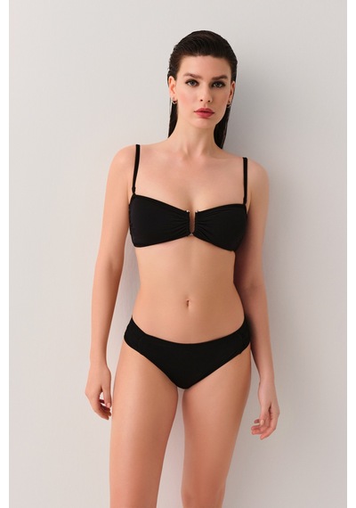 Suwen Metal Aksesuarlı Straplez Bikini Üst Sbn26540012 Siyah