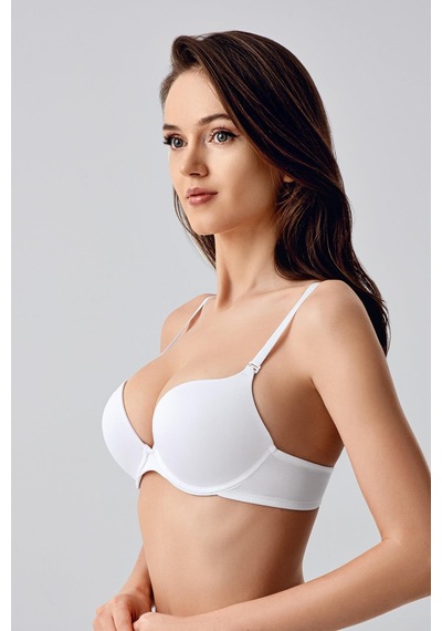 New Bra Kadın Push-up Etkili Destekli Saten Görünümlü Sütyen Beyaz 7030 Beyaz