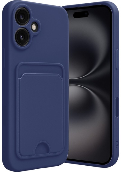 Apple iPhone Uyumlu  16 Kılıf Kelvin Kartvizitli Silikon -  Lacivert