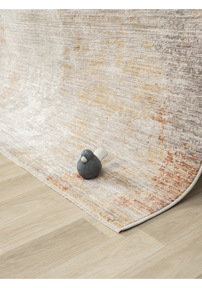 Mariesse Home Vintage Eskitme Desenli Makine Dokuma Salon Oturma Odası Halısı 10206 Terra
