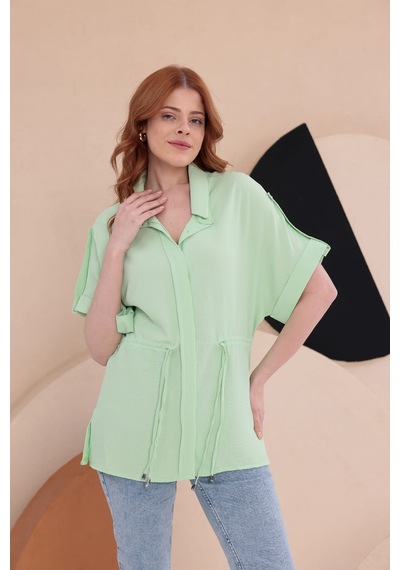 Bbbutikbasic Yarasa Apoletli Spz Model Gömlek Hkn34 Açık Yeşil