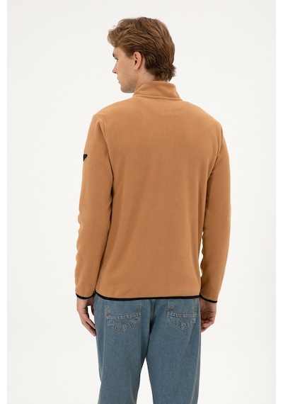 U.S. Polo Assn. Erkek Regular Fit Camel Polar Yarım Fermuarlı Basic Sweatshirt 50313777-VR233