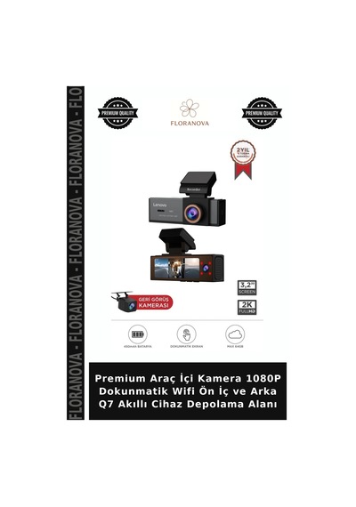 Premium Araç İçi Kamera 1080p Dokunmatik Wifi Ön İç Ve Arka Q7 Akıllı Cihaz Depolama Alanı