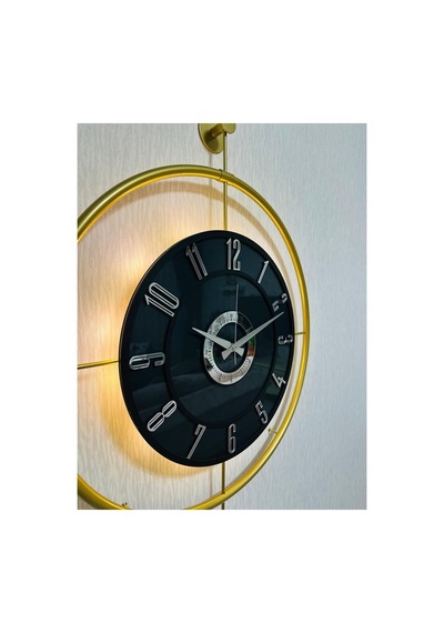Pey Aksesuar Metal Camlı Duvar Saati 60x80 Cm Büyük Boy Işıklı Gerçek Cam Gold-füme-siyah-gümüş M61-gold-füme-siyah-gümüş