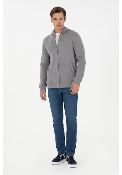 U.S. Polo Assn. Erkek Gri Şardonlu Örme Hırka 50293146-VR024