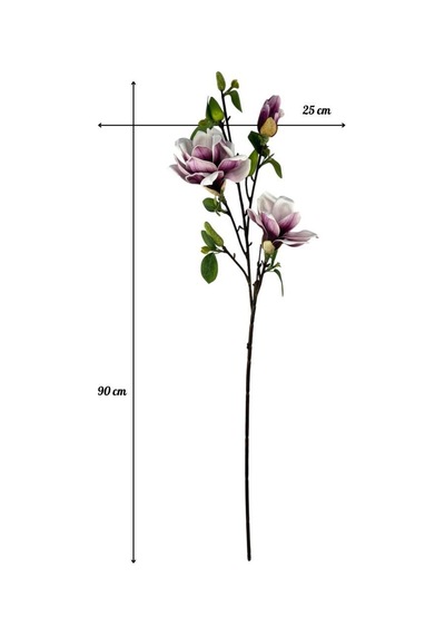 Yapay Çiçek Eva Açık Mor Manolya 3 Çiçekli Uzun Dal 90cm Gerçeksi Doku Mor