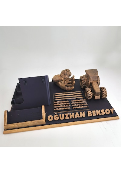 Kişiye Özel Çiftçi Masa İsimliği Ve Kartvizitlik Gold - Siyah