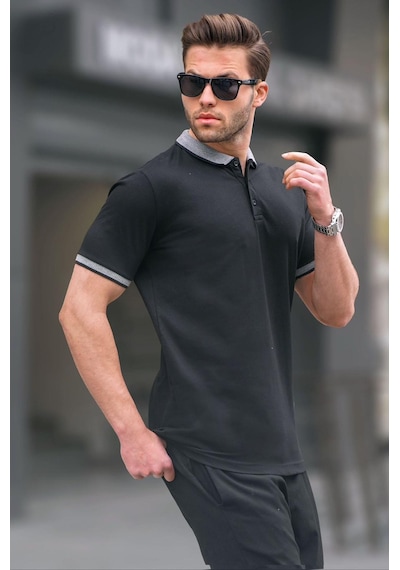 Madmext Siyah Regular Fit Erkek Polo Yaka Tişört 6105-siyah Siyah