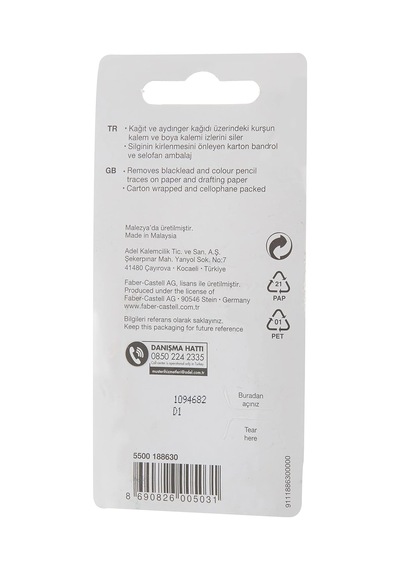 Faber-castell 2 Plastik Silgi 7086/30 Beyaz