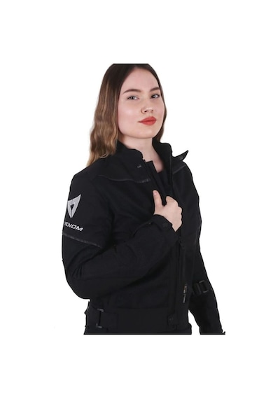 Venom Motosiklet Montu Rock Cordura Kadın Siyah Fileli Motorcu Mont