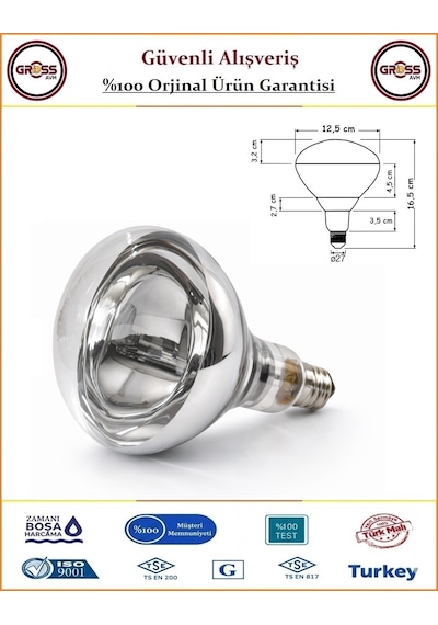 Şavk Isıtıcı Ampul - Kümes Hayvanları İçin İnfrared Kızılötesi Isıtıcılı Şeffaf Lamba - 375 Watt