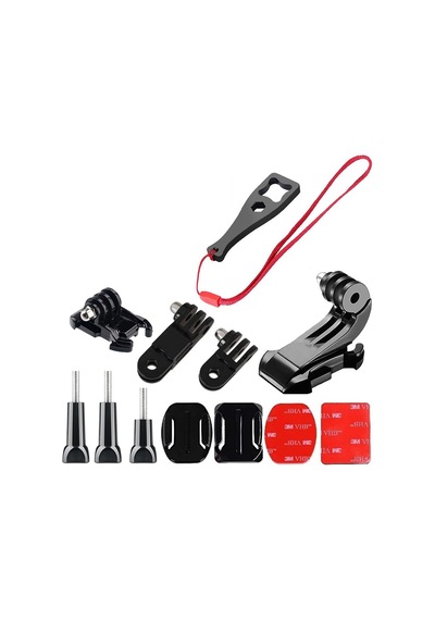Gplus Bs13kyvjhs 13 Parça Oval Eğimli Yüzey Ve Flat Düz Zemin Hızlı Tak J-hook 3 Yollu Aksiyon Kamera Uyumlu 3m Yapışkan Motor Kask Bağlantı Seti Siyah