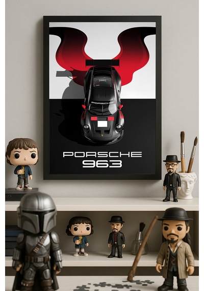 Porsche 939 Siyah Ahşap Çerçeveli Poster, Dekoratif Araba Duvar Tablosu
