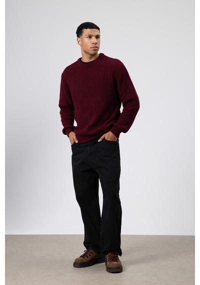 Vamos Bisiklet Yaka Oversize Triko Kazak V60-10 Bordo