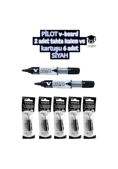 Pilot V-board 2 Adet Tahta Kalem Ve Kartuşu 6 Adet Çok Renkli