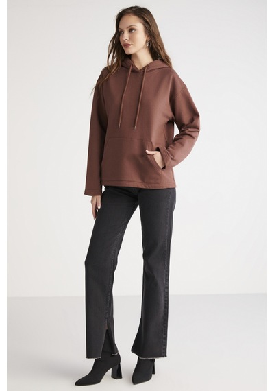 Ethıquet Pıper Kadın Içi Polarlı Yumuşacık Comfort Fit Kapüşonlu Kanguru Cepli Kahverengi Sweatshirt Ethıquet Pıper Kadın Içi Polarlı Yumuşacık Comfort Fit Kapüşonlu Kanguru Cepli Kahverengi Sweatshirt
