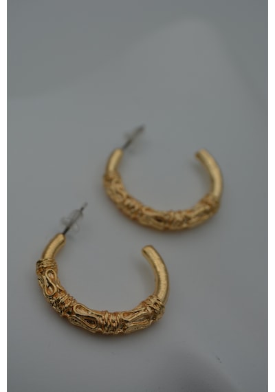 Stoneage Halka Küpe Altın Kaplama Zarif Modern Sarı
