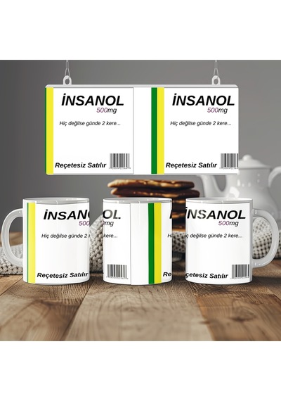 İnsanol 500mg Tasarım Komik Kupa Bardak Hiç Değilse Günde 2 Kere Yazılı Mizahi Hediye Bardak Beyaz