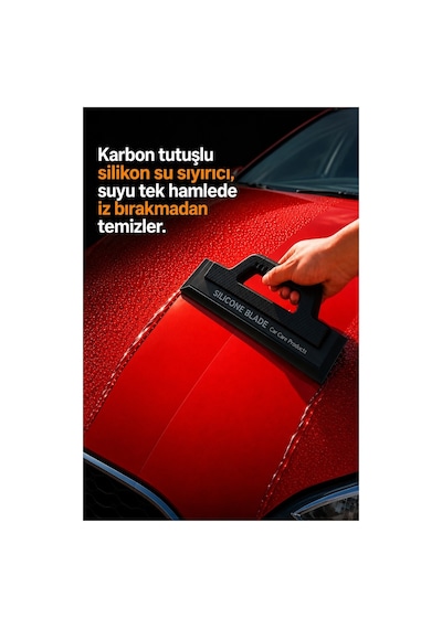 Oto Araba Araç Cam Ve Kaporta Su Temizlik Kurutma Sileceği Çekçek Çizmez Tutma Aparatlı Silikon Karbon Siyah